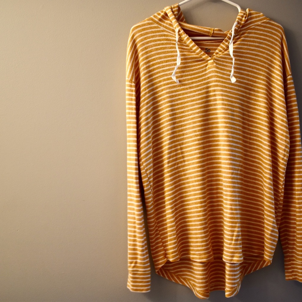 Yellow and White Striped Sweatshirt